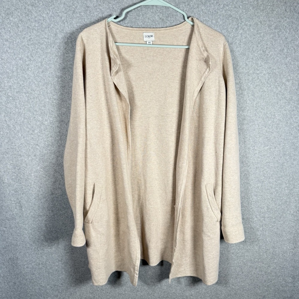 J. Crew Cardigan Womens XS Vanessa Sweater Jacket Brown Open Front AN051 Cotton